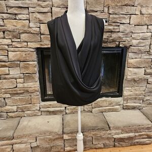 Elegant Black Drape Neck Women's Top